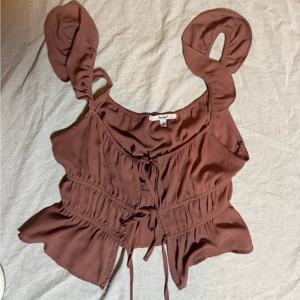 Brown Ruffle Blouse